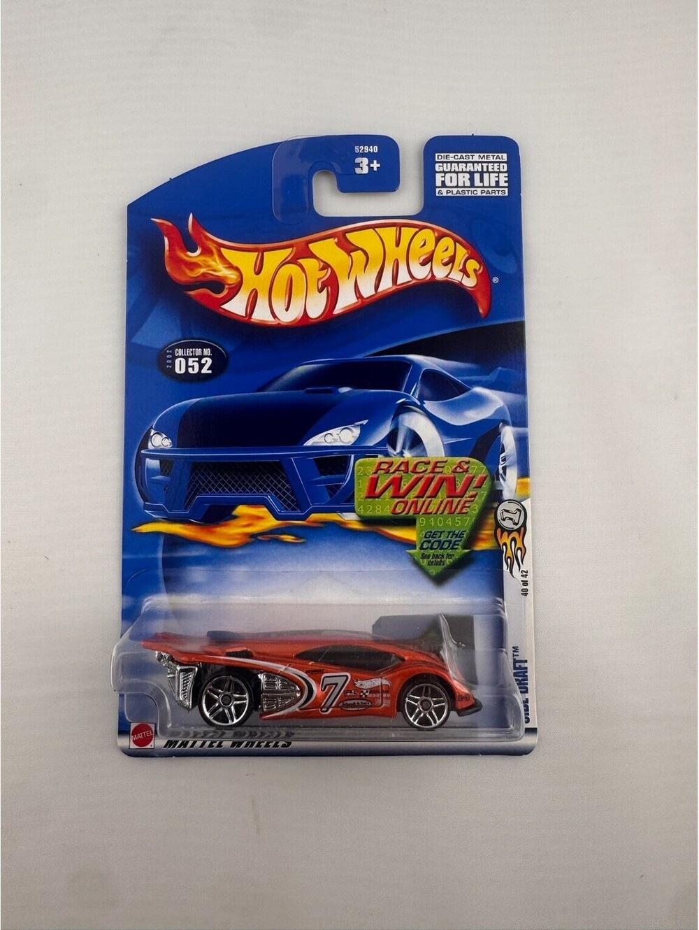 Hot Wheels Side Draft Mattel Diecast Car 1 64 Scale Orange Racing 2002